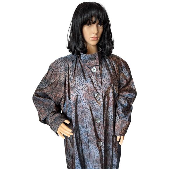 American Vtg Vision iridescent animal print wool lined trench coat XL - Picture 7 of 17